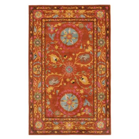 SUZANI Hand-tufted Wool Rust Traditional Floral Rug IE62RT9X12